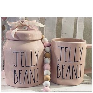 NEW Rae Dunn Pink Jelly Beans Canister and Mug Set